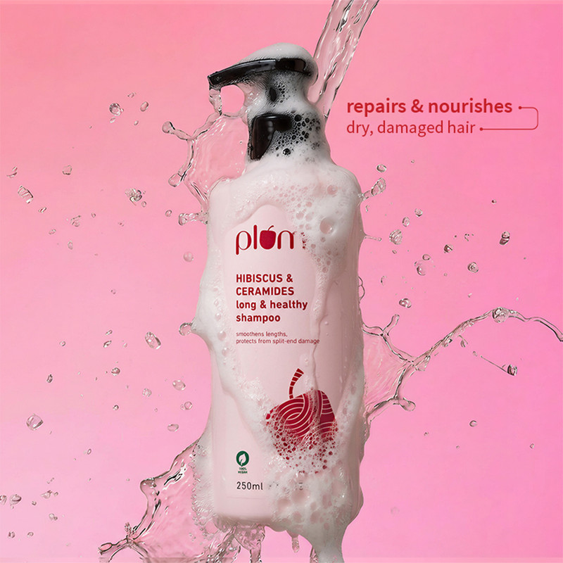 Plum Hibiscus & Ceramides Long & Healthy Shampoo|Conditions Hair,Prevents Split Ends(250 ml)