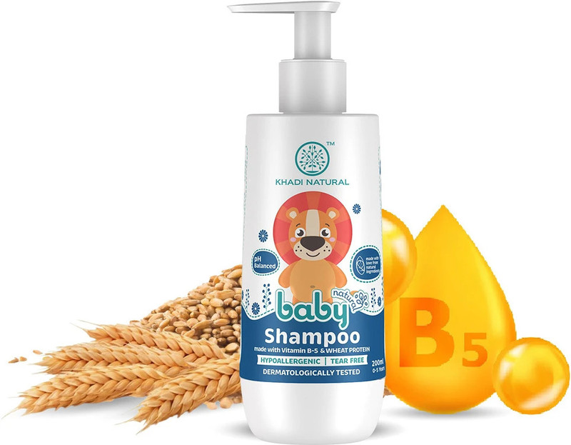 KHADI NATURAL Baby Hair Cleanser with Vitamin B-5 and Wheat Protein, Strengthening Shampoo(200 ml)