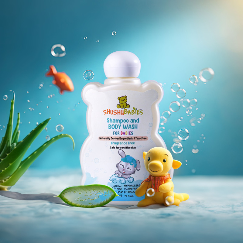ShuShu Babies Fragrance Free Shampoo and Body Wash For Babies | Moisturizing Baby Shampoo(200 ml)