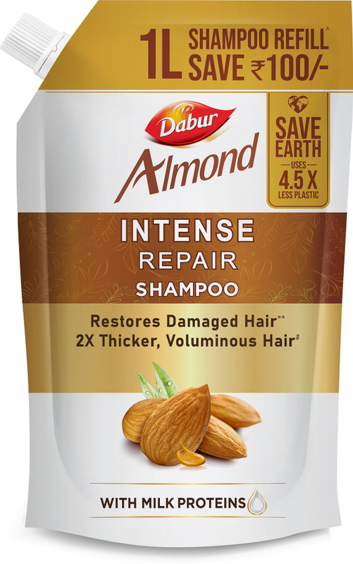 Dabur Almond Intense Repair Refill Pack | Nourished & Smooth hair | Almond protein(1000 ml)