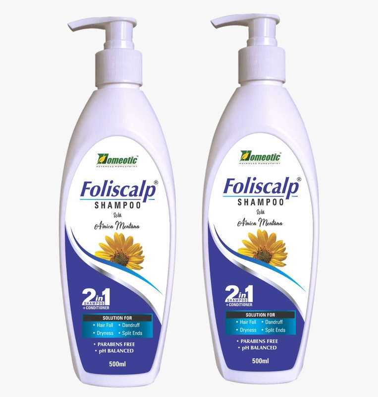 HOMEOTIC Foliscalp Shampoo 500ml | Anti-Hairfall & Scalp Care | Arnica Extract (Set of 2)(1000 ml)
