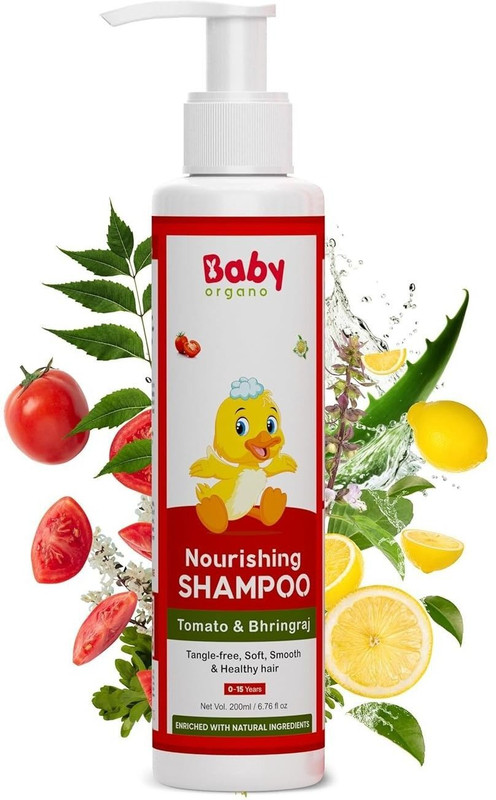 BabyOrgano Healthy and Strong Hair Ayurvedic Baby Shampoo with Tomato Seeds and Bhringraj(200 ml)