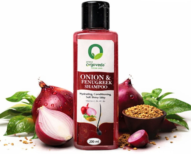 prime orgoveda Onion and Fenugreek Shampoo – 200 ml (Pack of 2)(200 ml)