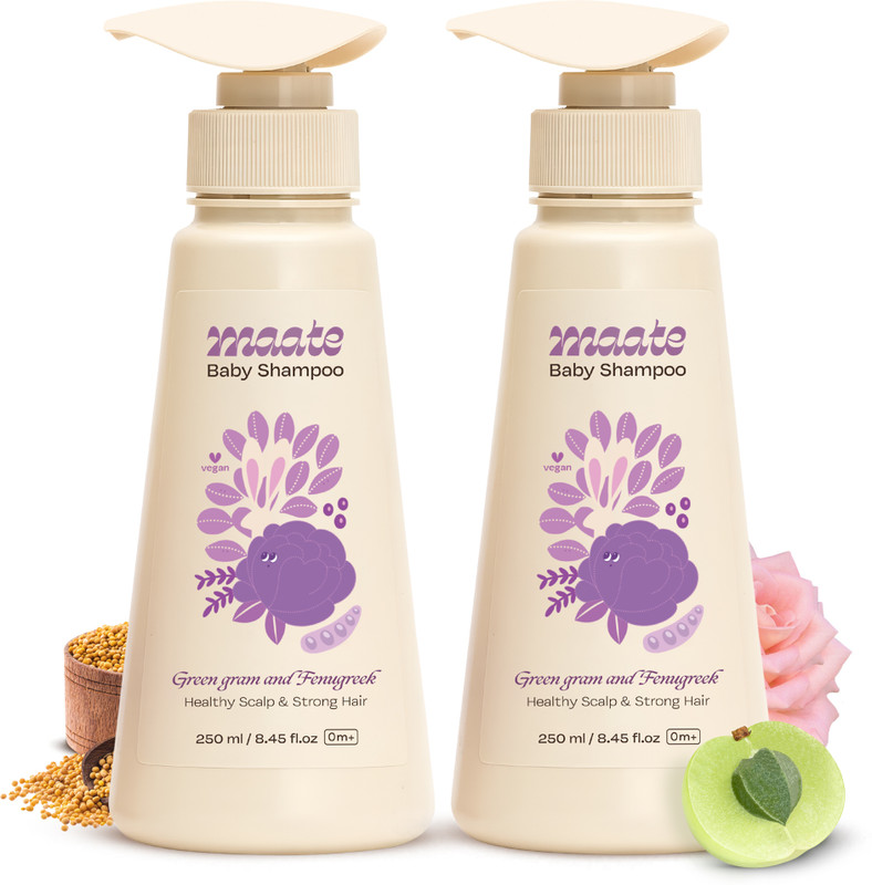 MAATE Baby Shampoo for Health Scalp & Strong Hair | Green Gram & Fenugreek (Set of 2)(500 ml)