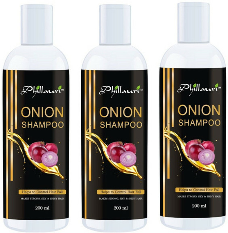 Phillauri Onion Shampoo for Hair Growth and Hair Fall Control (Pack of 3, 200ml Each) (600 ml)