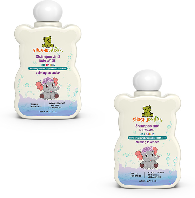 ShuShu Babies Calming Lavender Shampoo & Body Wash|Babies Moisturizing Body Wash(200 ml)Pack-2(400 ml)