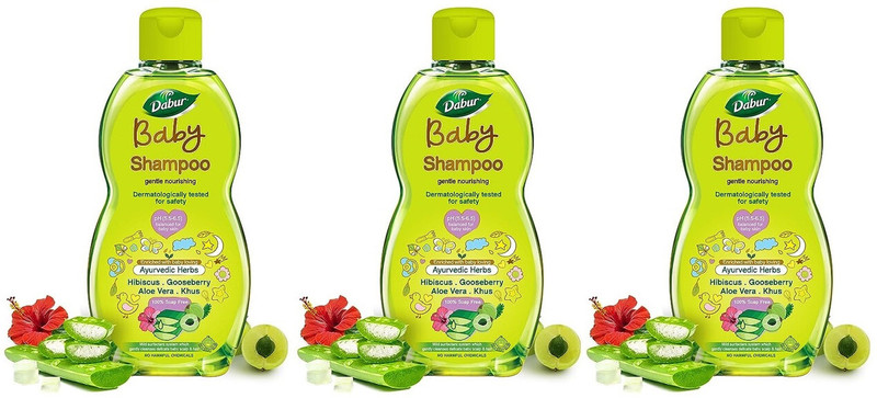 Dabur Baby Gentle Nourishing 200mlx3 Shampoo Ayurvedic herbs, 100% soap free(600 ml)