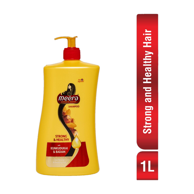 Meera Strong And Healthy Shampoo,With Badam and Kunkudukai,Paraben Free(1000 ml)