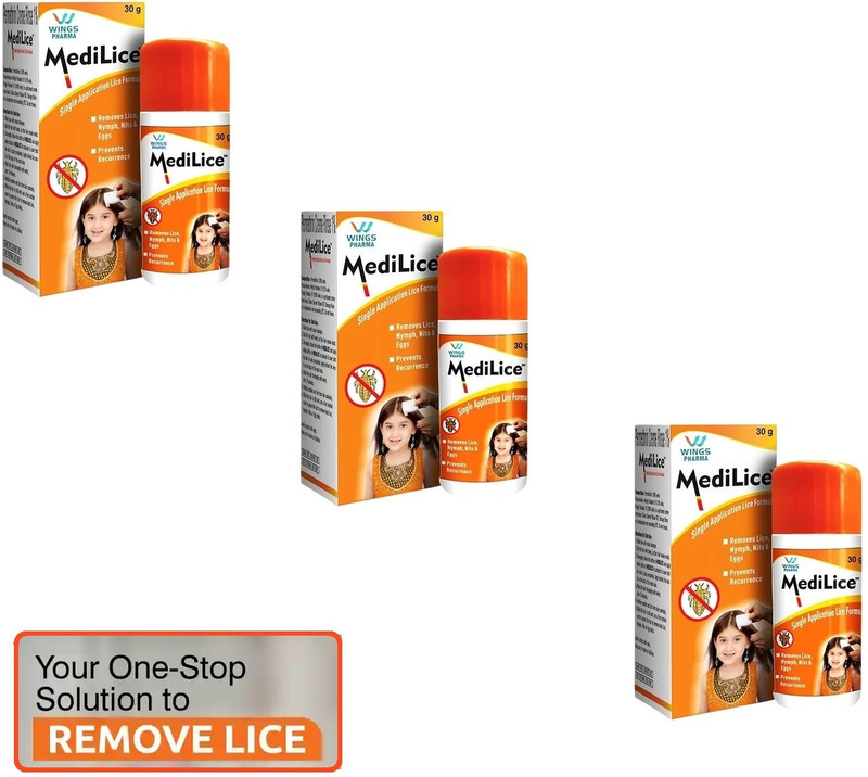 WINGS PHARMA Medilice Removes Lice Eggs in Kids Men & Women Prevents Recurrence 3x30ML(90 ml)