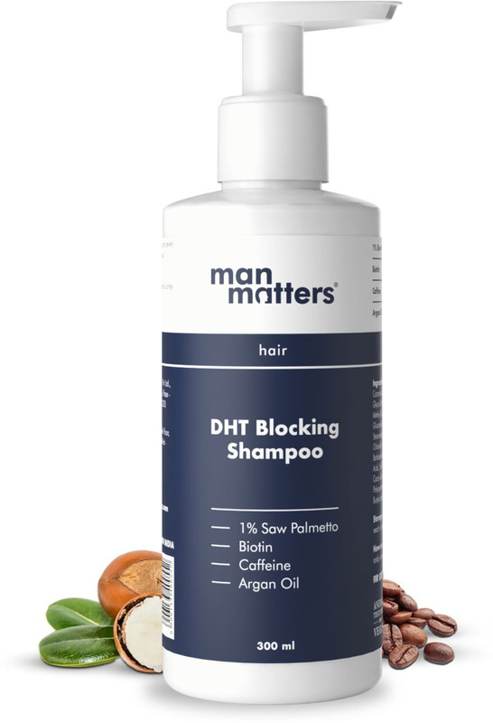 Man Matters DHT Blocker Anti Hair Fall Shampoo | Biotin, Caffeine, Argan Oil, Saw Palmetto(300 ml)