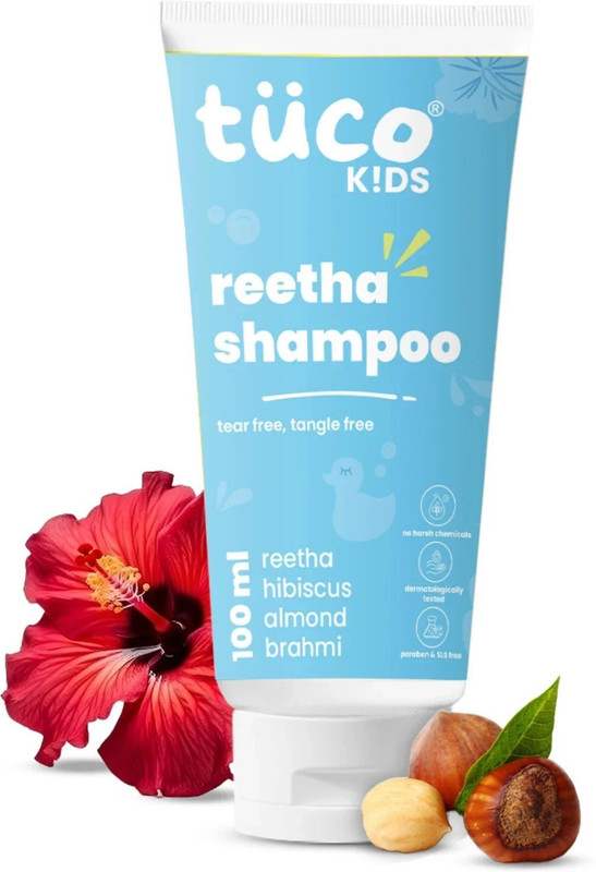 TuCo Intelligent Kids Mild Shampoo, with Soapnut, Hibiscus. TearFree & Hypoallergic(100 ml)