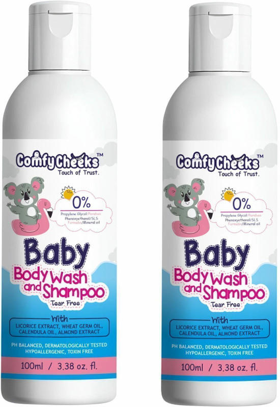 Comfy Cheeks Tear Free Baby Wash&Shampoo Aloe Vera For Soft Clean Skin&Hair 2pcs(200 ml)