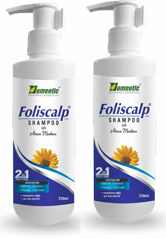 HOMEOTIC Foliscalp Shampoo 250ml | Anti-Hairfall & Scalp Care | Arnica Extract (Set of 2)(500 ml)