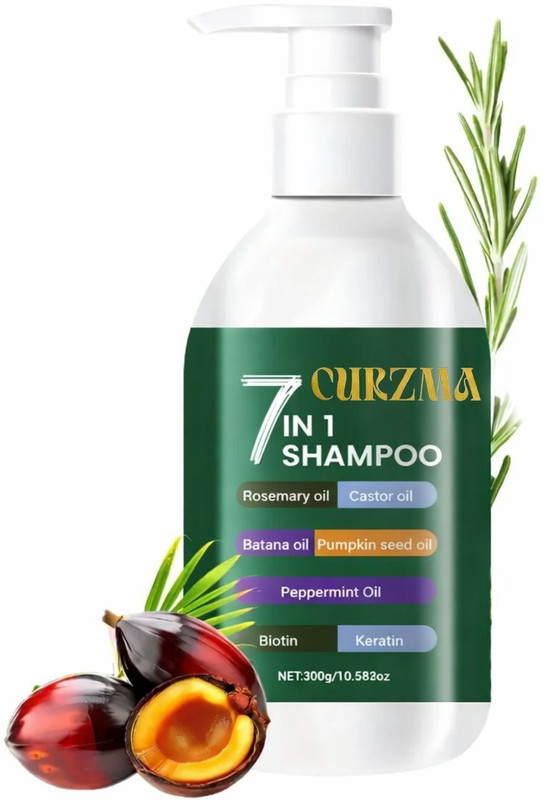 curzma 7 in 1 Herbal Shampoo with Rosemary, Biotin & Keratin for Strong Hair(300 ml)