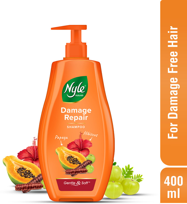 Nyle Naturals Damage Repair Shampoo | Hair Repair Shampoo |With Papaya & Hibiscus(400 ml)