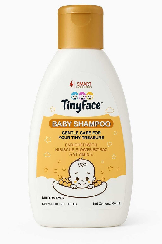 tinyface Gentle Tear-Free Baby Shampoo for Soft Hair | Hypoallergenic & pH Balanced(300 ml)