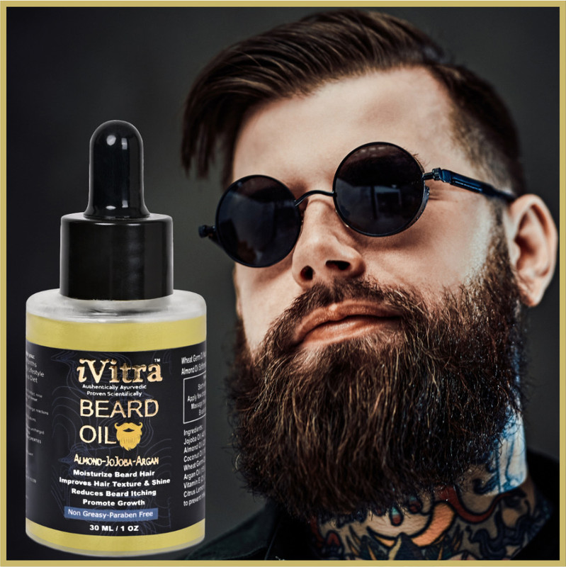 iVitra Natural Almond Oil Beard Oil For Healthier Fuller Beard,Non Sticky Shave Oil(30 ml)