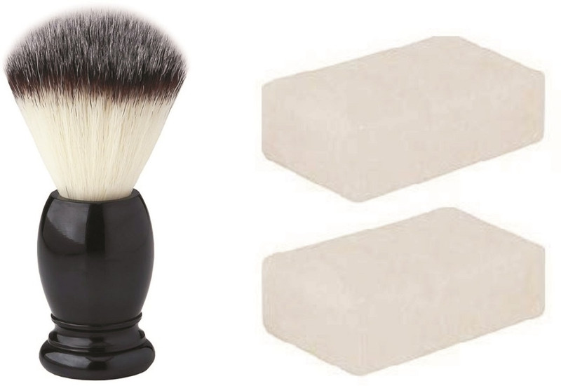 NOZOMI Phitkari Piece 100 g x 2BlocksPlusPremiumGradeClassic Wooden Handle Shaving Brush