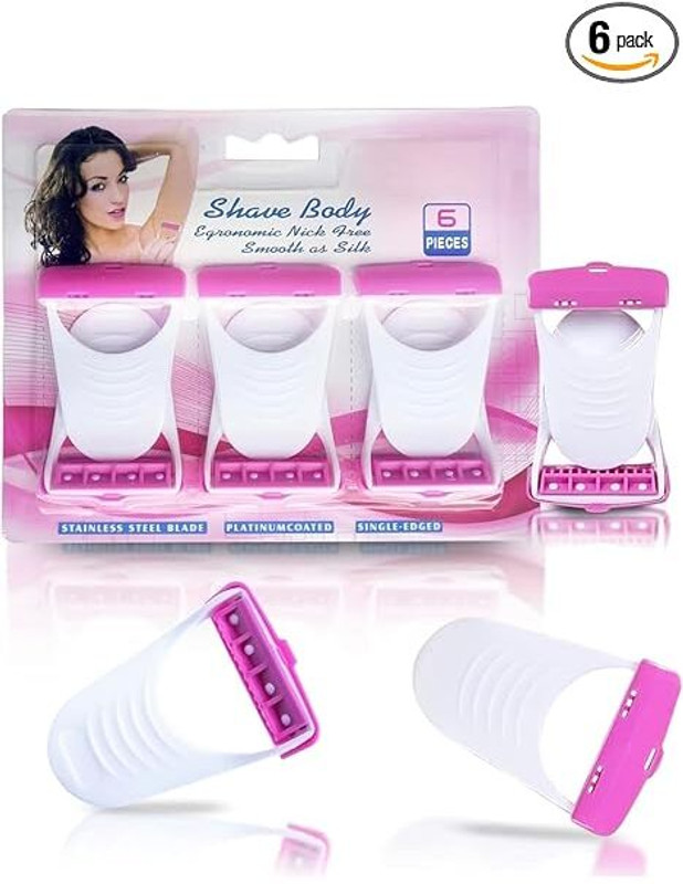 DripDune Women's Disposable Plastic Hair Razor & Bikini Shaving Razor For Women Shaving Brush(Pack of 6)