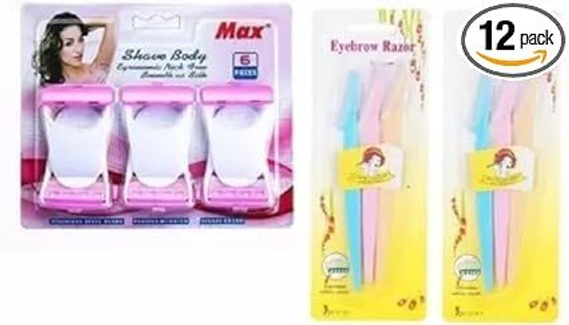nrgenterprise Body shaving razor pack 1 + twinkle eyebrow razor pack 1 (Pack of 6+6) Shaving Brush