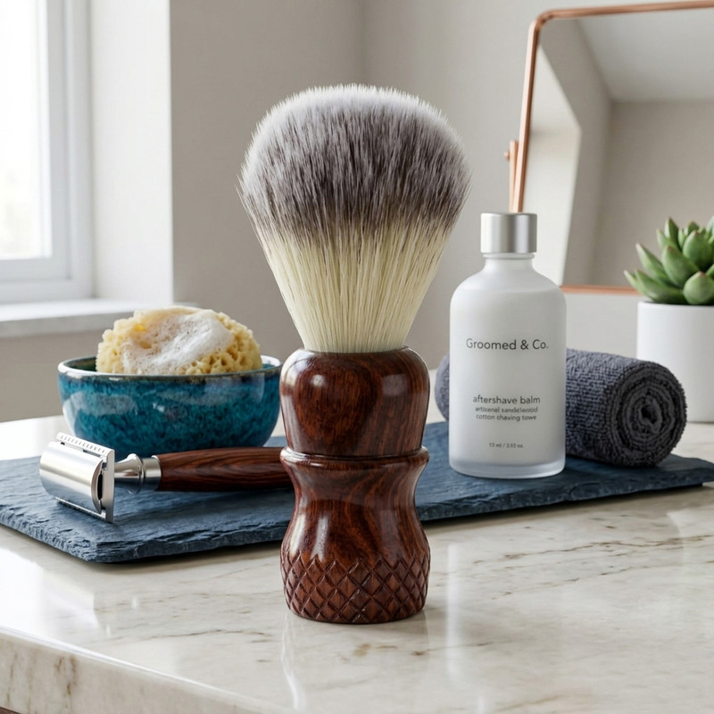 Vintage Artisans Indian Rosewood  for Men | 22mm Soft Synthetic Knot | Cruelty-Free. Shaving Brush