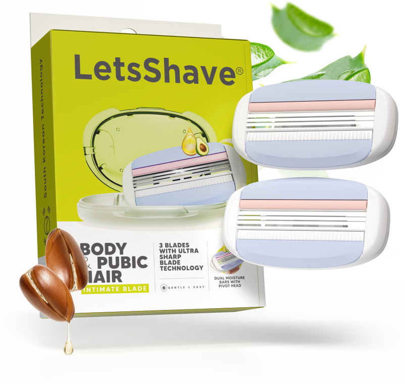 LetsShave Body and Pubic Shaving Blade Refills for Men, Intimate Razor with Pivot Head(Pack of 4)