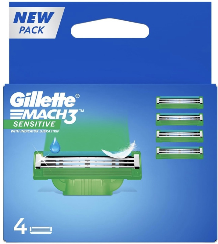 Gillette Mach 3 Sensitive blade cartridges pack of 4(Pack of 4)