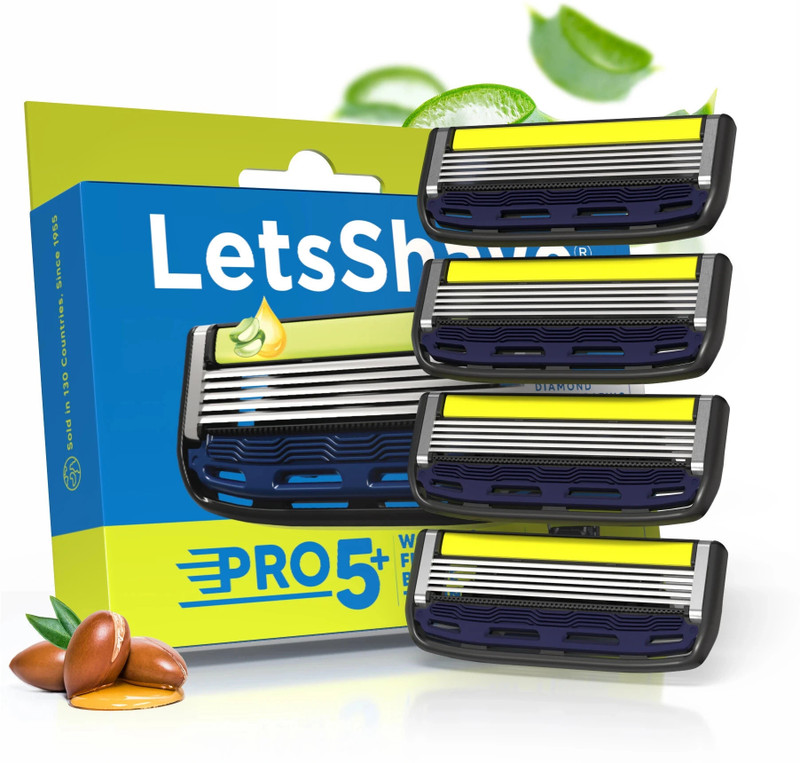 LetsShave Pro 5 Plus Shaving Razor Blade for Men Pack of 4 Refills(Pack of 4)