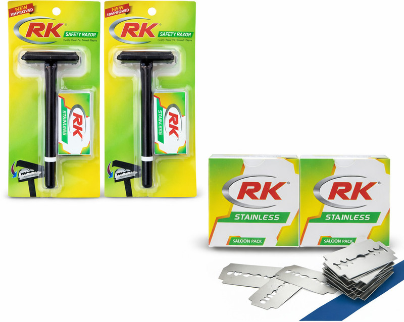 Saloon RK SAFETY RAZOR 2 PACK RK STAINLESS 100 BLADES 2 PACK (COMBO PACK)(Pack of 2)