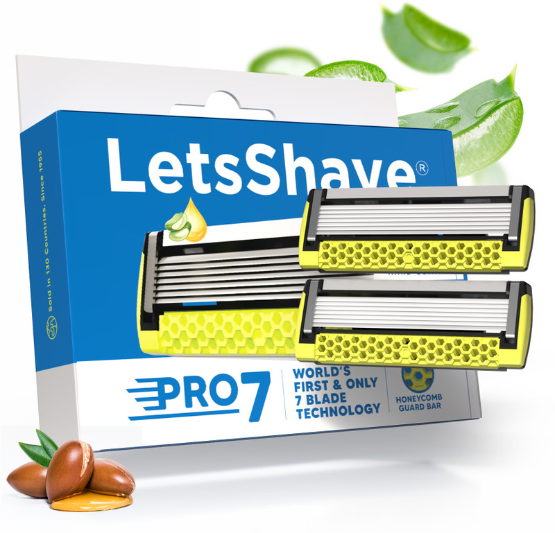 LetsShave Pro 7 Max Razor Cartridges For Men | World's First & Only 7-Blade Shaving Razor(Pack of 2)