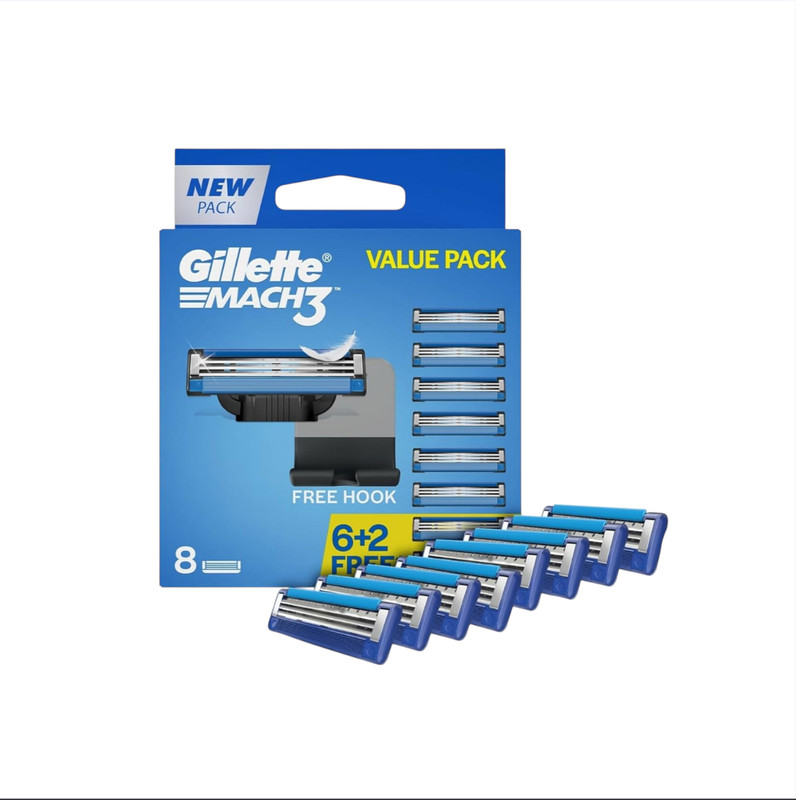 Gillette Mach 3 Shaving Cartridges Pack of 8(Pack of 8)