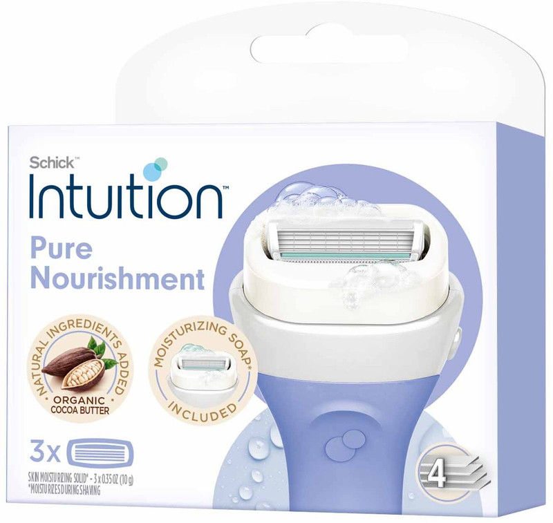 Intuition Pure Nourishment Razor Refills – 3 Refills with Cocoa Butter & Moisturizing Soap(Pack of 3)