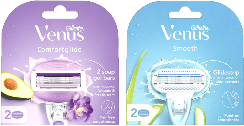Venus Comfortglide& Smooth Cartridges Avocado oil & Aloe Vera 2+2N(Pack of 2)