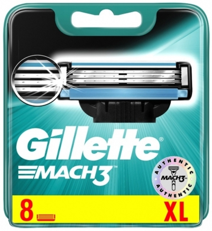 Gillette Mach 3 Razor Blades (8 pcs.) ( IMPORTED AUTHENTIC )(Pack of 8)