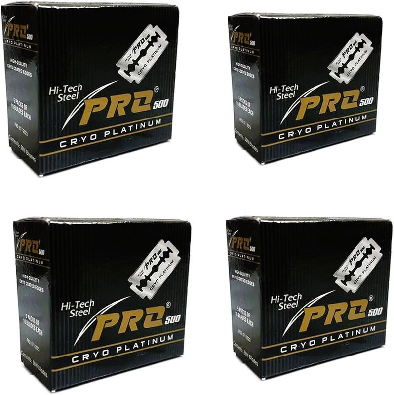 Pro HI TECH STEEL CRYO PLATINUM BLADES 200 BLADES (EACH PACKET CONTAIN 50 BLADES) Q(Pack of 4)