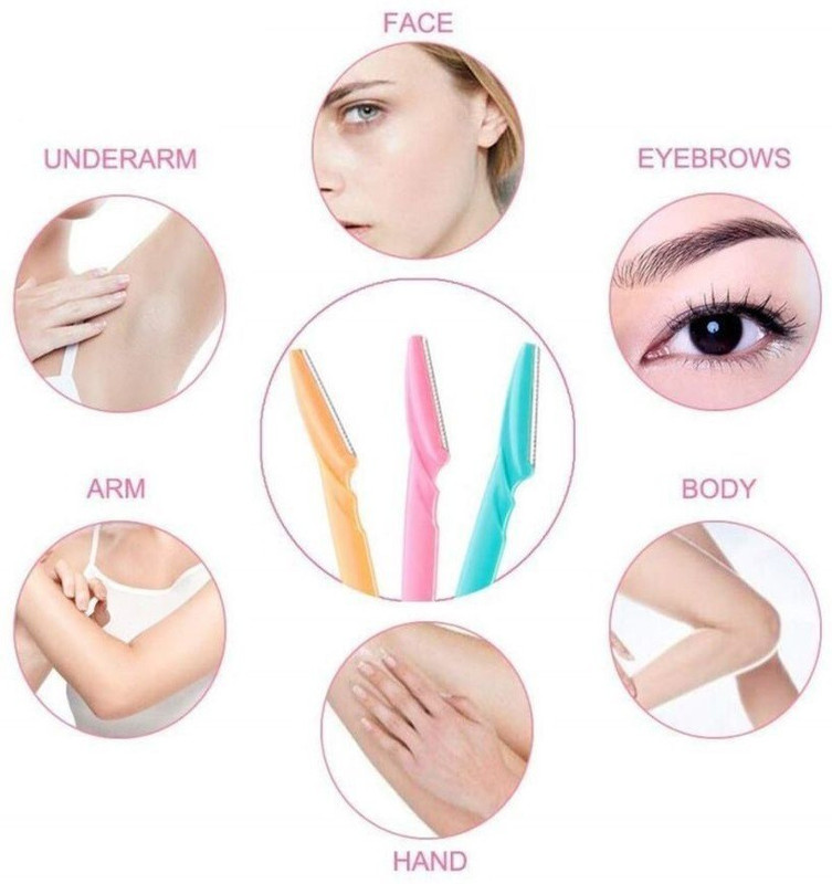 Libline Stainless Steel Eyebrow knife / Eyebrow Trimmer(Pack of 3)
