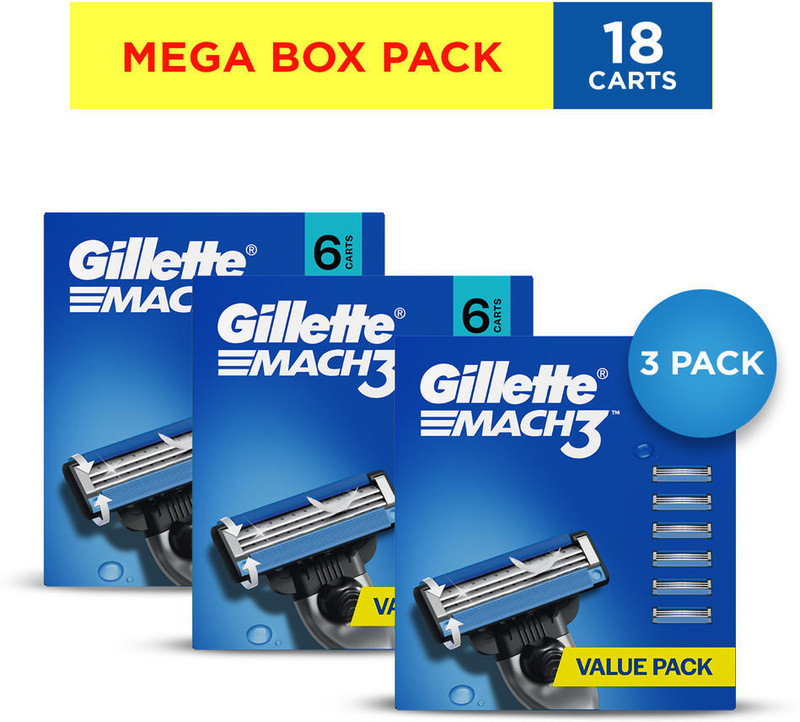 Gillette Mach3 Shaving Blades for men (Pack of 3)(Pack of 18)