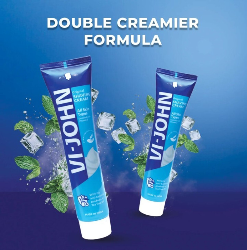 VI-JHON Classic Shaving Cream Tested with Vitamin E & Tea Tree Oil set Of 2(120 g)