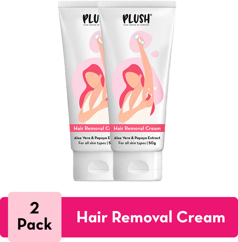 PLUSH Hair Removal Cream with Spatula |Enriched with Aloevera & Papaya|Pack of 2(200 g)