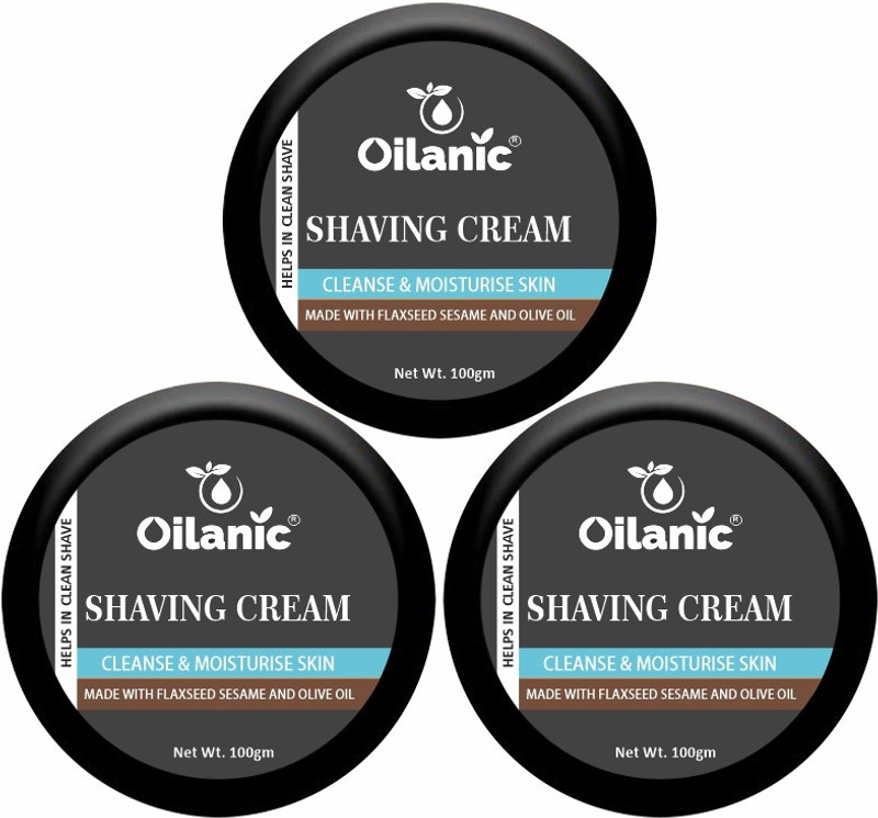 Oilanic Natural Shaving Cream For Men with Shea Butter Combo Pack of 2 Box of 100g(200g(200 g)