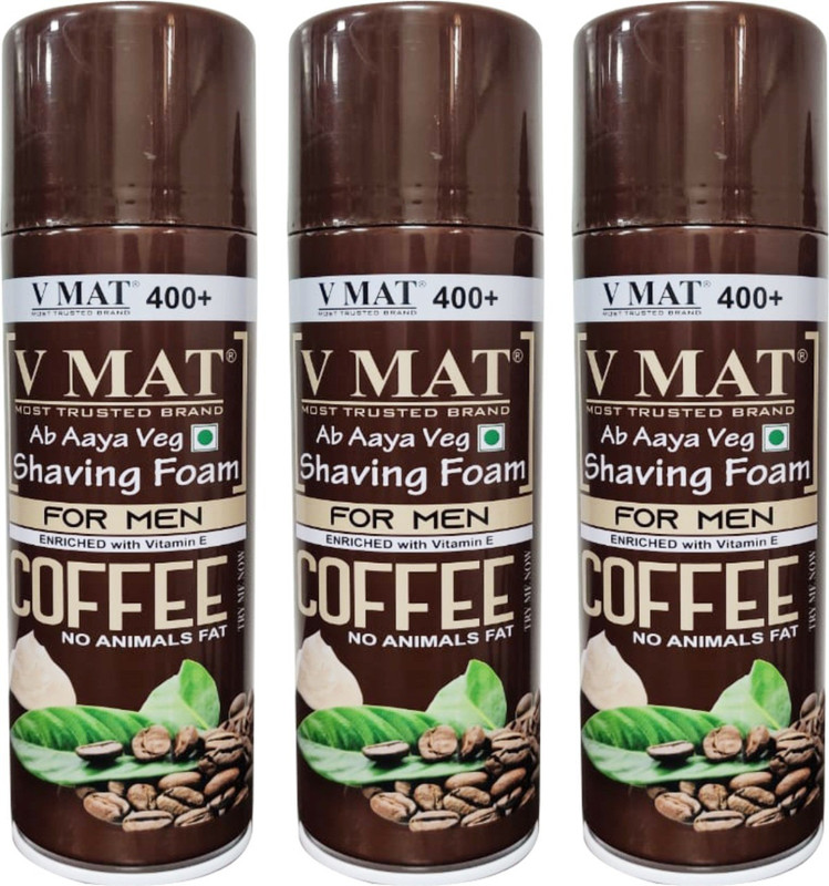 v mat Coffee Shaving Foam - Pack of 3(1200 g)
