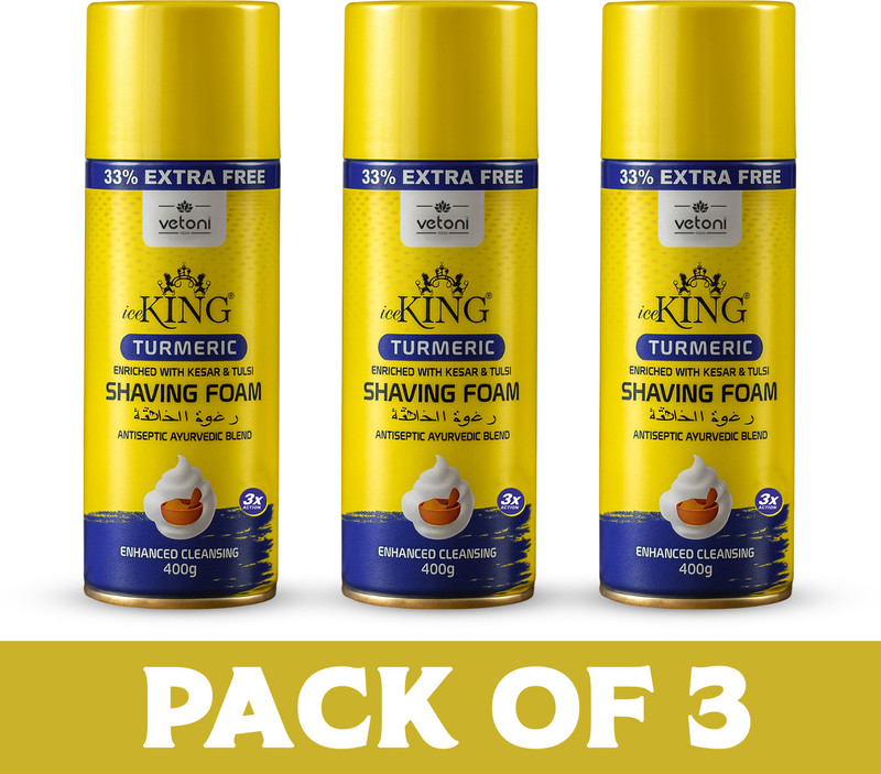 VETONI ICE KING Turmeric Shaving Foam for Men 400ml | Pack of 2(800 g)