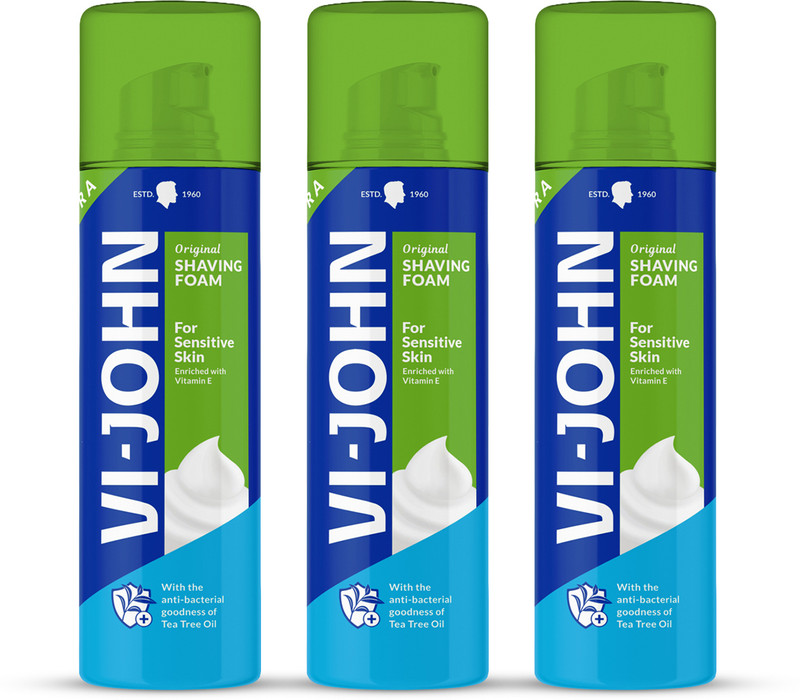 VI-JOHN Shaving Foam For Sensitive Skin (400 gm Each, Pack Of 3)(400 g)
