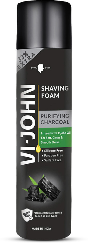 VI-JOHN Charcoal Shaving Foam Infused with Joboba oil(300 g)