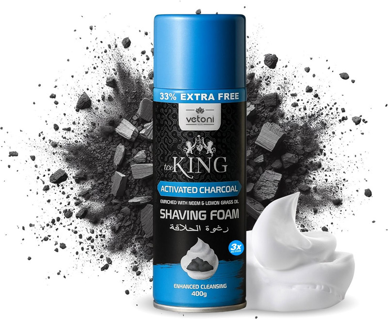 VETONI ICE KING Charcoal Shaving Foam for Men 400ml | Deep Clean & Refreshing(400 g)