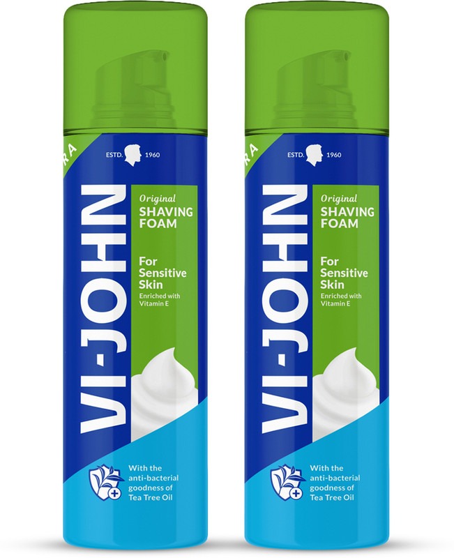 VI-JOHN Shave Foam 400GM Sensitive Skin (Pack of 2)(400 g)