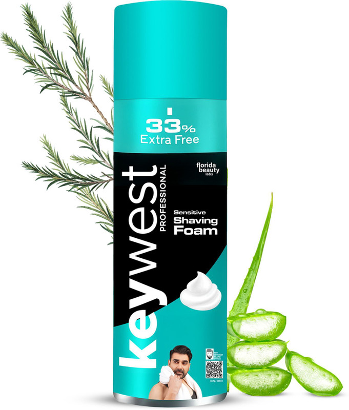 Keywest Sensitive Pre-Shaving Foam for Men 385+50 gm With Aloe Vera & Oats(435 g)