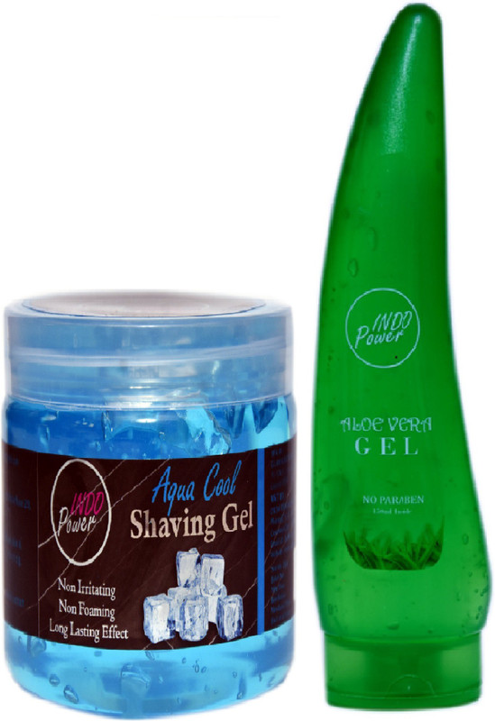 INDO POWER Aa162- AQUA COOL SHAVING GEL 200g. + ALOE VERA GEL 150ml.(350 g)