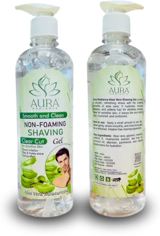 Aura radiance AuraRadiance Smooth and clean non foaming shaving gel aloevera moisturizing(450 ml)