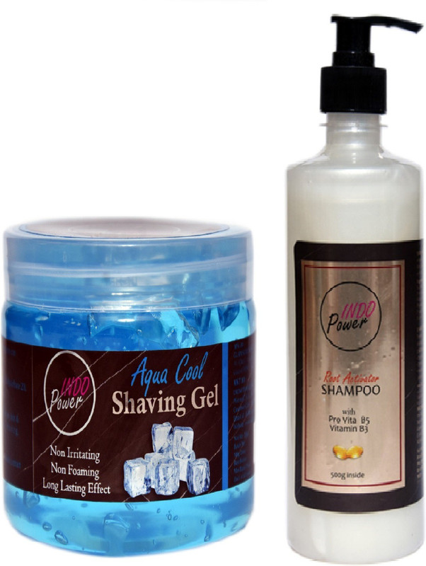 INDO POWER Da146- AQUA COOL SHAVING GEL 200g. + ROOT ACTIVATOR SHAMPOO 500g.(700 g)